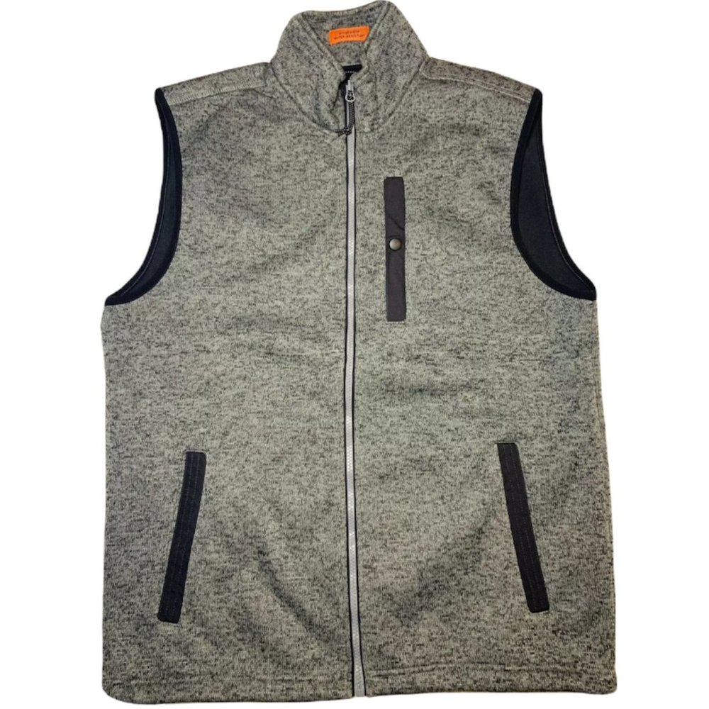 ST. JOHN’S BAY Performance Gray Vest Size Medium Water Resistant Fleece Lining